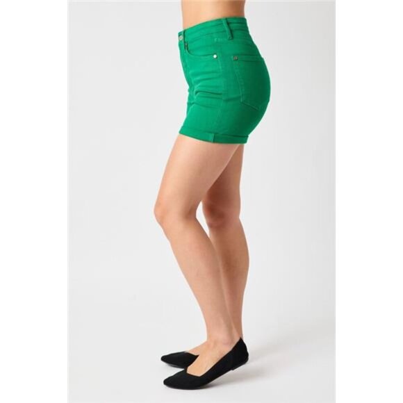 Judy Blue Full‎ Size Tummy Control Garment Dyed Denim Shorts - Picture 2 of 5